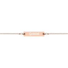 Load image into Gallery viewer, Gemini Engraved Bar Chain Bracelet