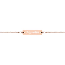 Load image into Gallery viewer, Aquarius Engraved Bar Chain Bracelet
