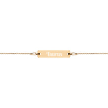 Load image into Gallery viewer, Taurus Engraved Bar Chain Bracelet