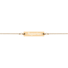 Load image into Gallery viewer, Aquarius Engraved Bar Chain Bracelet