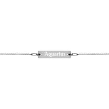 Load image into Gallery viewer, Aquarius Engraved Bar Chain Bracelet