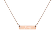 Load image into Gallery viewer, Aries - Engraved Silver Bar Chain Necklace