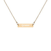 Load image into Gallery viewer, Gemini - Engraved Silver Bar Chain Necklace