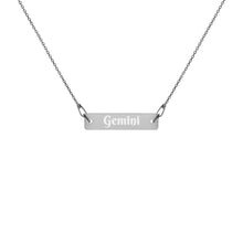 Load image into Gallery viewer, Gemini - Engraved Silver Bar Chain Necklace