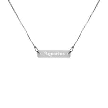 Load image into Gallery viewer, Aquarius Engraved Bar Chain Necklace