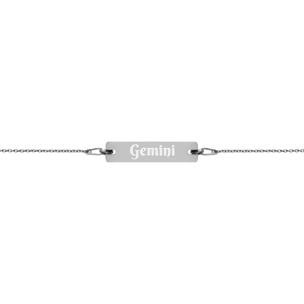 Gemini Engraved Bar Chain Bracelet