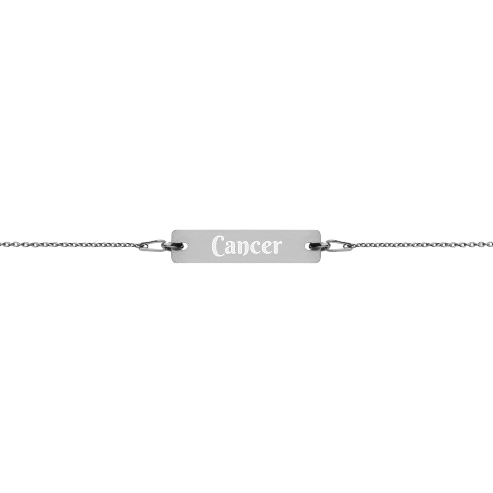 Cancer Engraved Bar Chain Bracelet