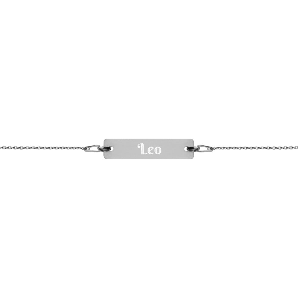 Leo Engraved Bar Chain Bracelet