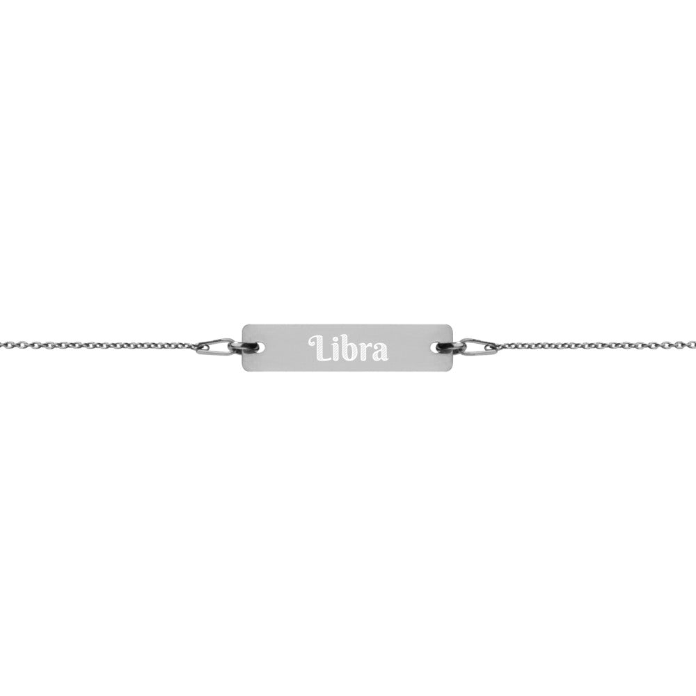 Libra Engraved Bar Chain Bracelet