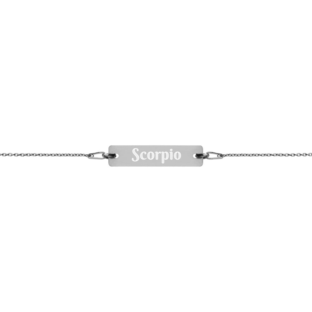 Scorpio Engraved Bar Chain Bracelet