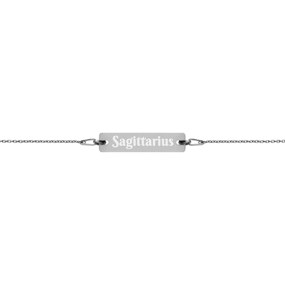 Sagittarius Engraved Bar Chain Bracelet