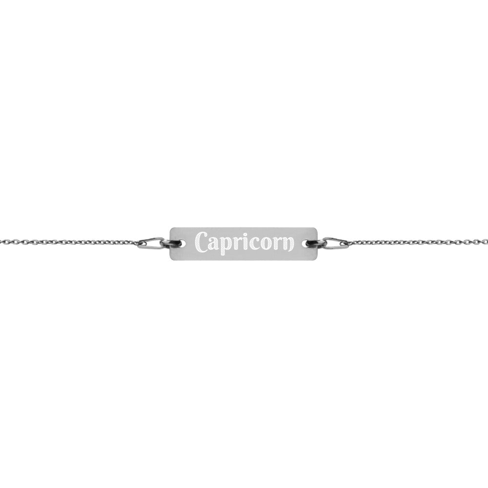 Capricorn Engraved Bar Chain Bracelet