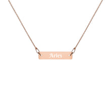 Load image into Gallery viewer, Aries - Engraved Silver Bar Chain Necklace
