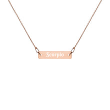 Load image into Gallery viewer, Scorpio Engraved Bar Chain Necklace
