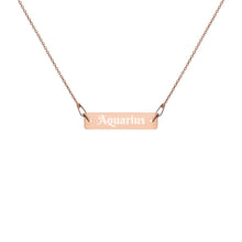 Load image into Gallery viewer, Aquarius Engraved Bar Chain Necklace
