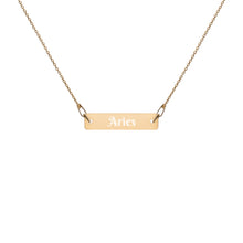 Load image into Gallery viewer, Aries - Engraved Silver Bar Chain Necklace
