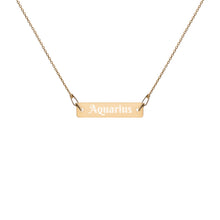 Load image into Gallery viewer, Aquarius Engraved Bar Chain Necklace
