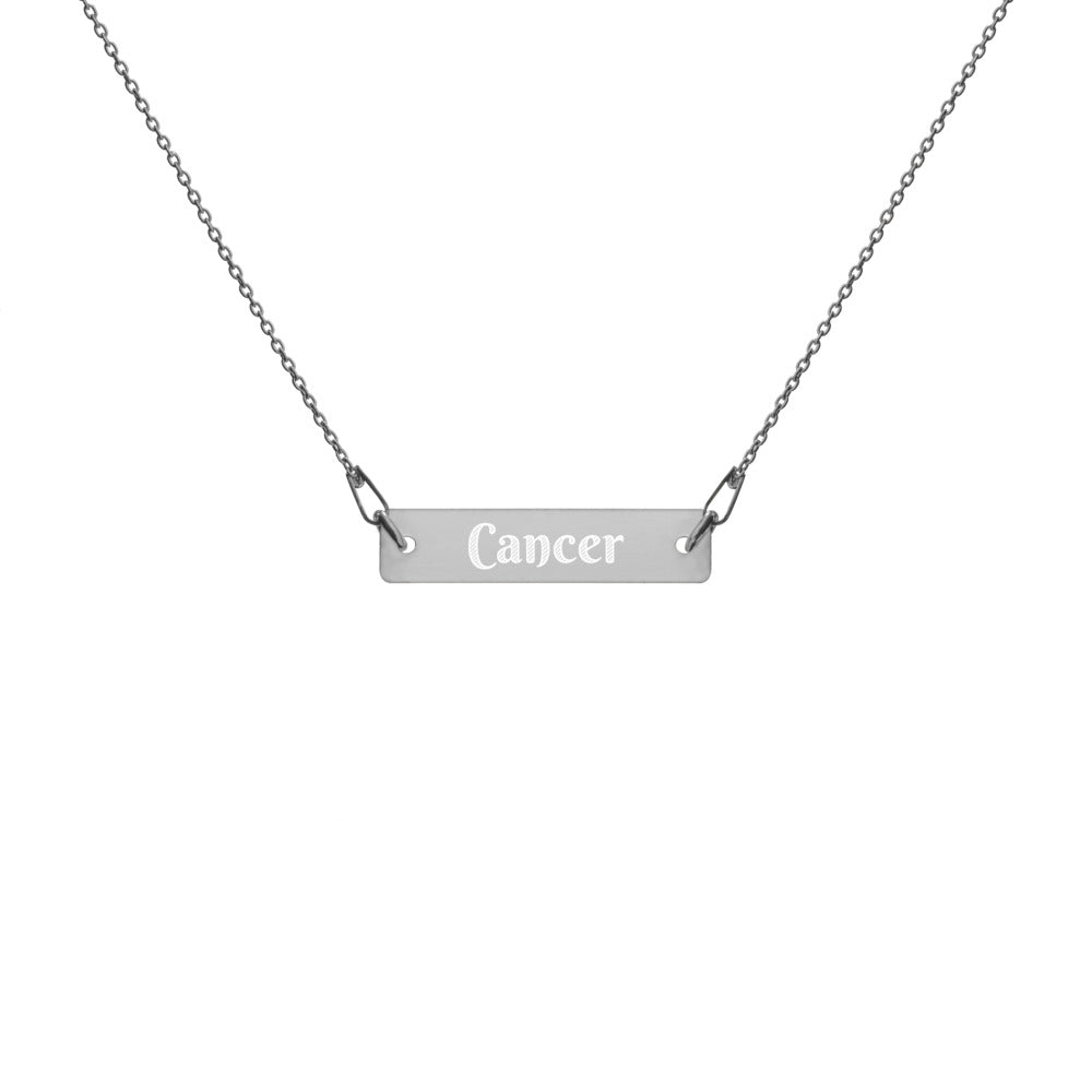 Cancer Engraved Bar Chain Necklace