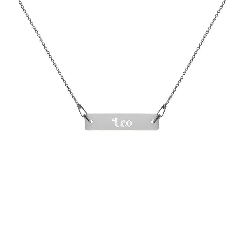 Leo Engraved Bar Chain Necklace