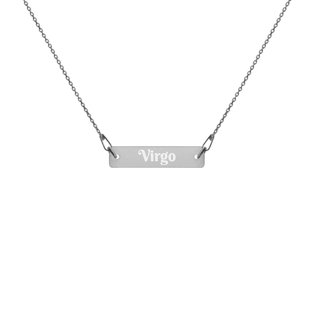 Virgo Engraved Bar Chain Necklace