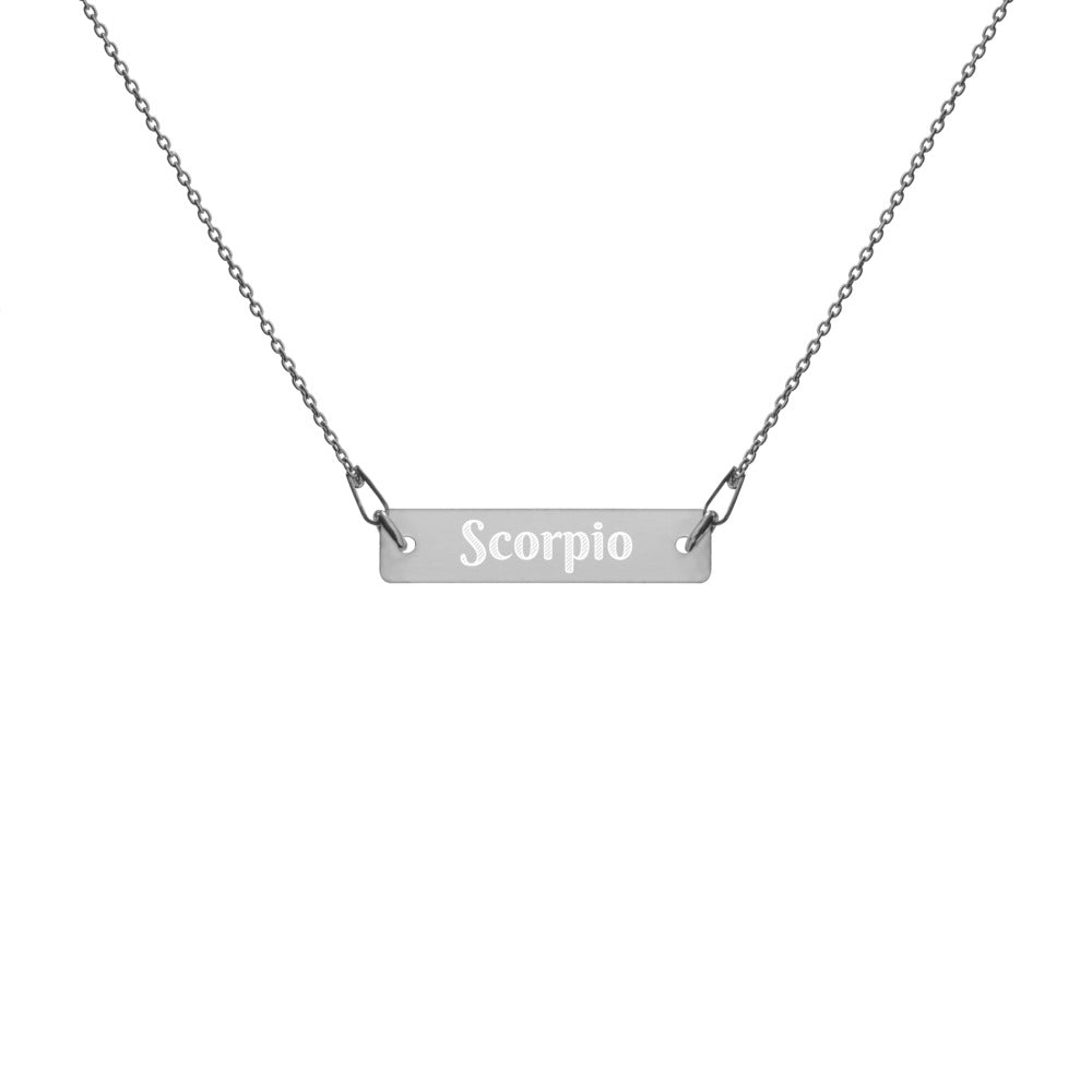 Scorpio Engraved Bar Chain Necklace