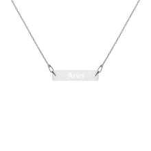 Load image into Gallery viewer, Aries - Engraved Silver Bar Chain Necklace
