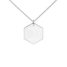 Load image into Gallery viewer, Crescent Moon Engraved Hexagon Necklace
