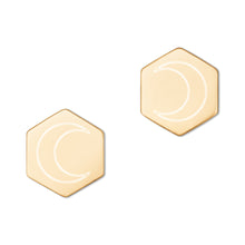 Load image into Gallery viewer, Crescent Moon Hexagon Stud Earrings
